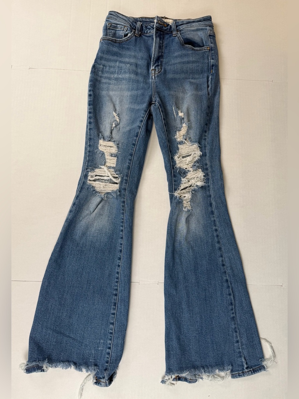 Risen High Rise Distressed Flare Jeans – Size 5